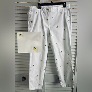 Talbot’s Women’s Petite Lemon Embroidered Girlfriend Chinos White
